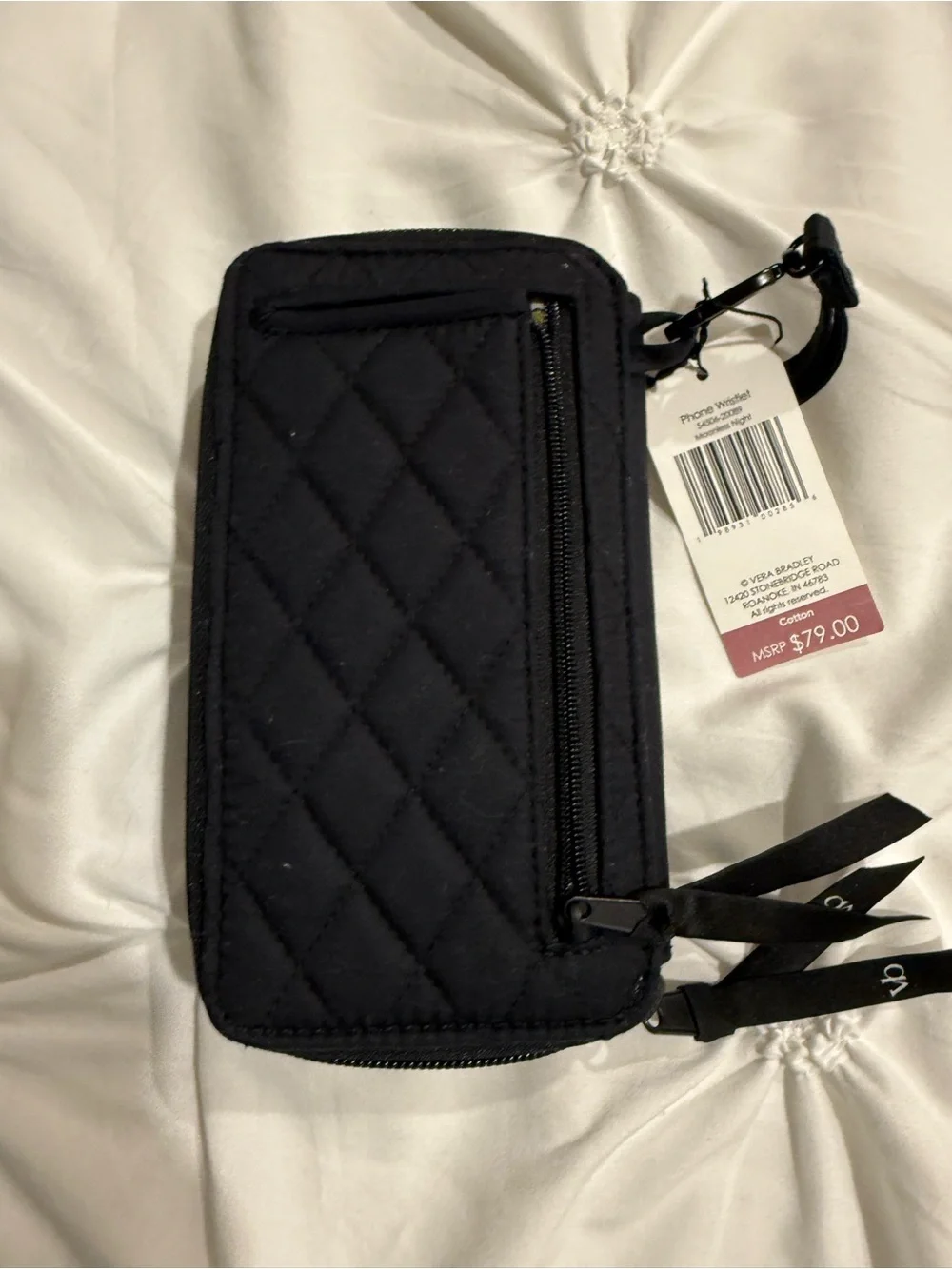 Vera Bradley Black Quilted Phone Wristlet Case